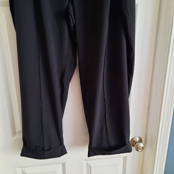 Athleta Cardiff Pants Womens 22 Black High Rise Pull On Ankle Office Tie Waist - Picture 4 of 15